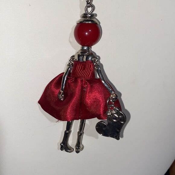 Le Amiche Silver-Tone Red Dress Crystal Doll Charm W/Chain for Women - Picture 6 of 8